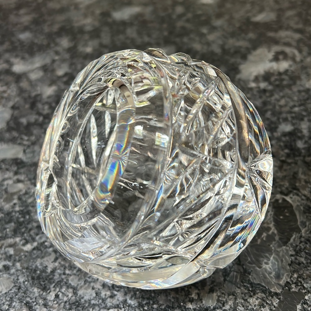 Vintage Cut Crystal Round Orb Ashtray Candle Holder